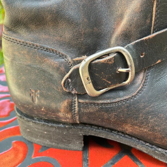 Frye Veronica Bootie Leather Moto Boots Distressed Brown - Picture 9 of 11